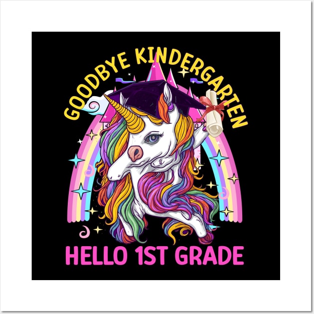 Goodbye Kindergarten Hello 1st Grade Graduation Unicorn Wall Art by AlmaDesigns